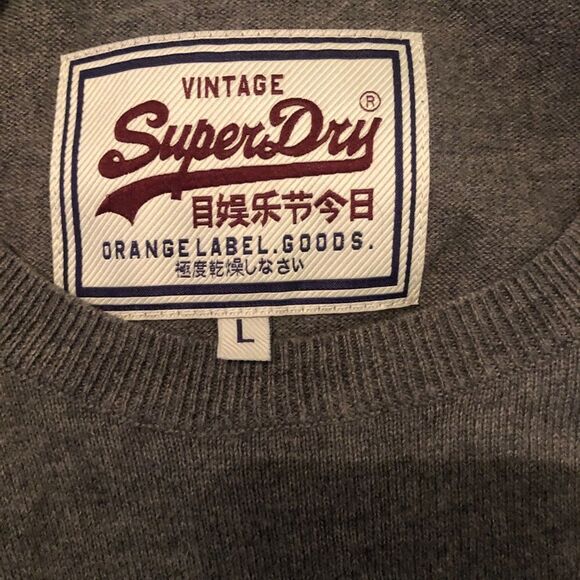 SUPERDRY Grey Pullover Cashmere Blend Melange Sweater Size Large - Picture 4 of 8